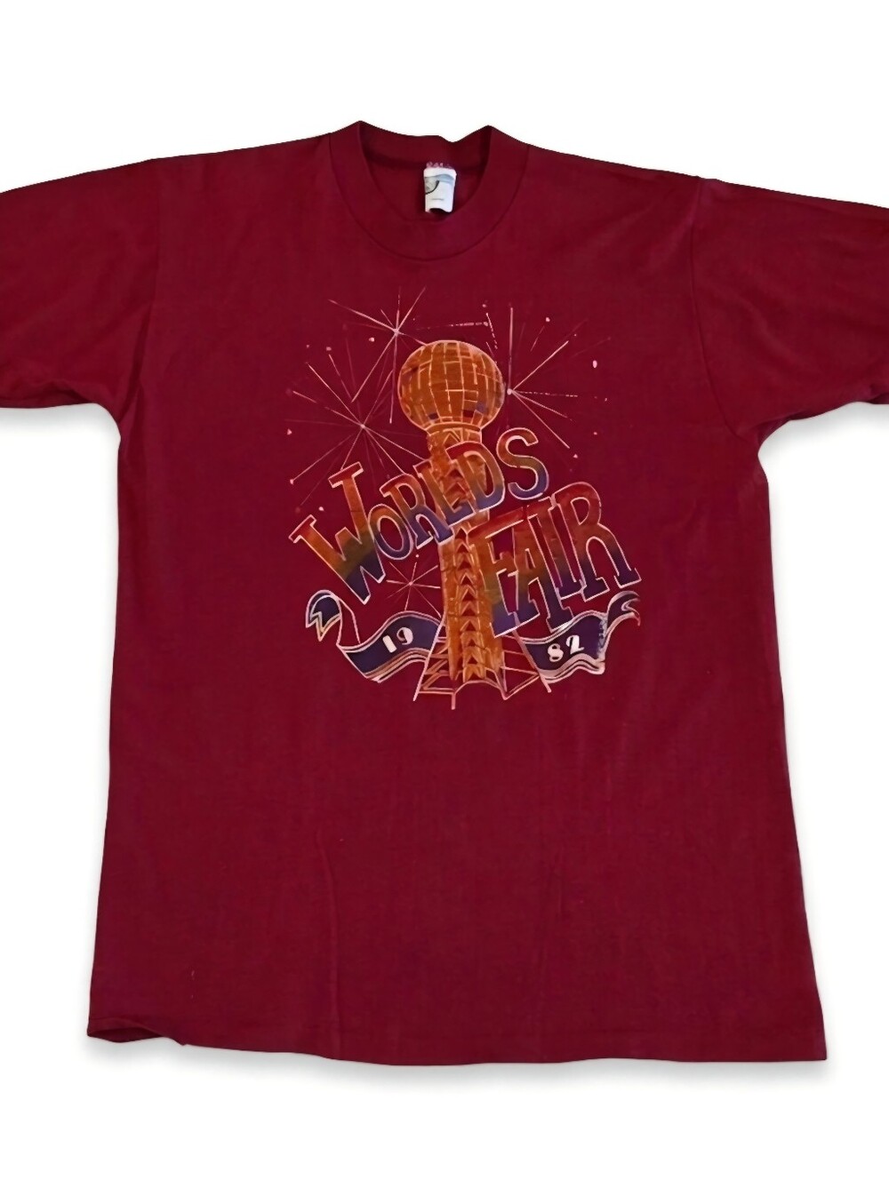 Vintage 1982 Worlds Fair Knoxville Tennessee T-Shirt Slim-Fit Size Large - Red
